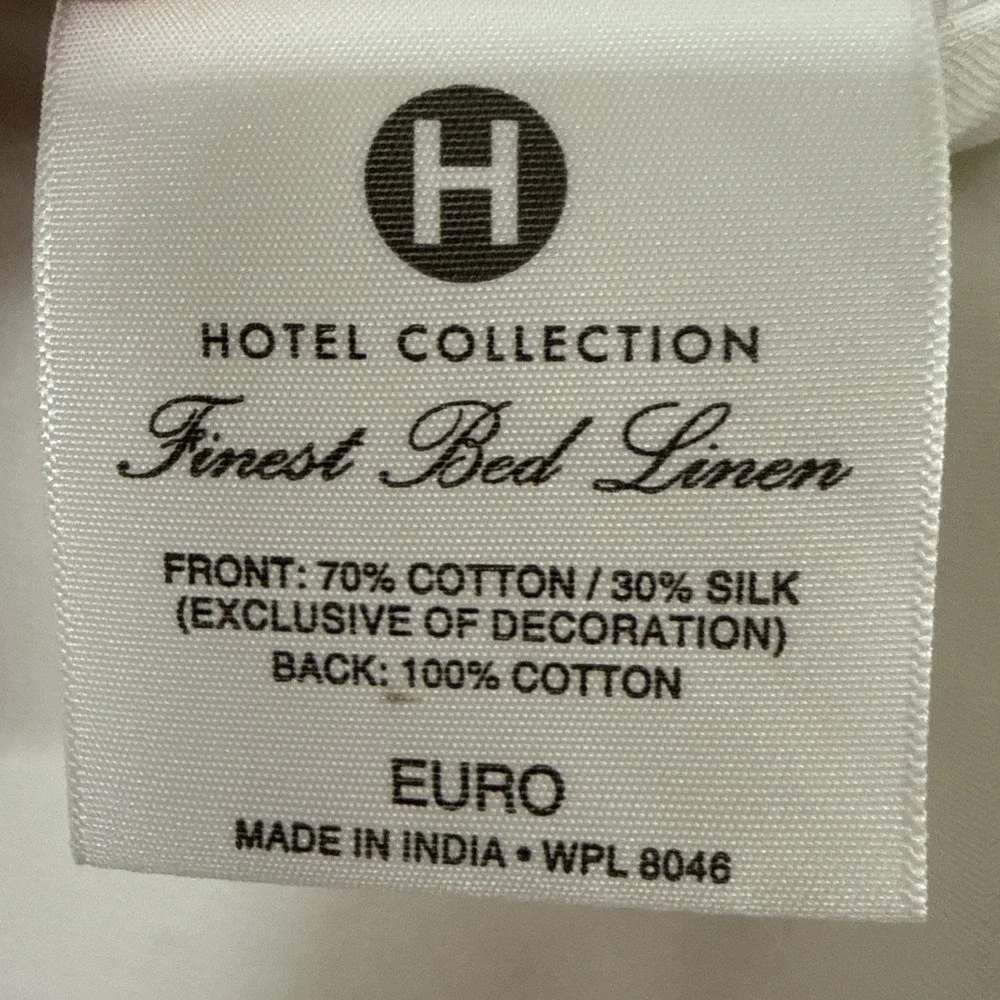 Hotel Collection Euro Shams Finest Bed Linen Embroidered Silver Cotton Silk READ